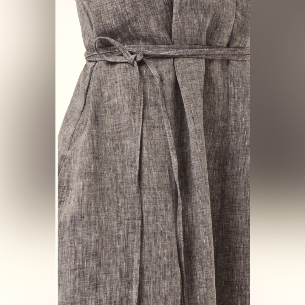 Miss Selfridge 80’s style Grey Linen belted mini dress Sz 6 US